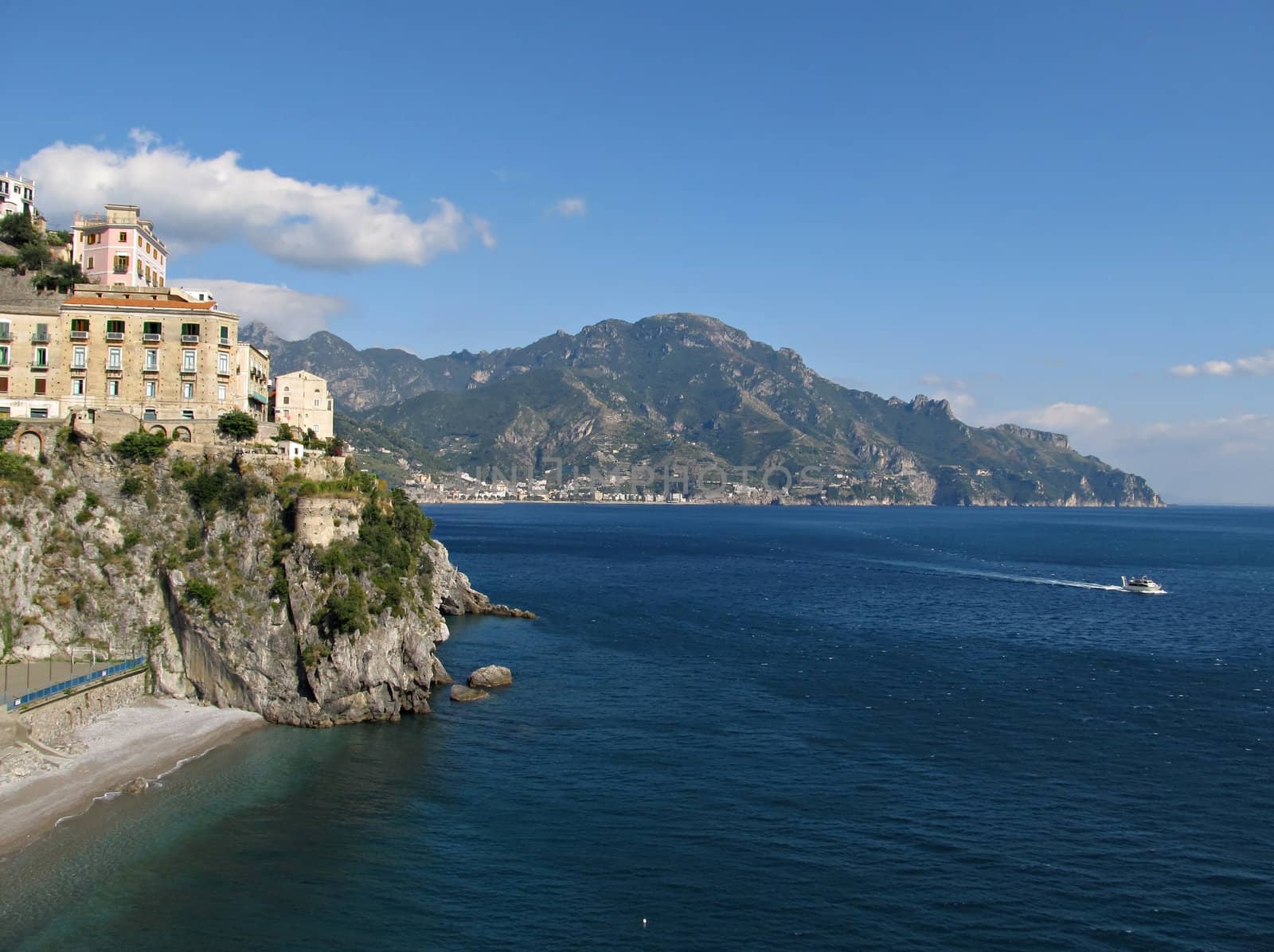 View toward Majori on Amalfi coast, the shot was taken from the old church in Atrani.