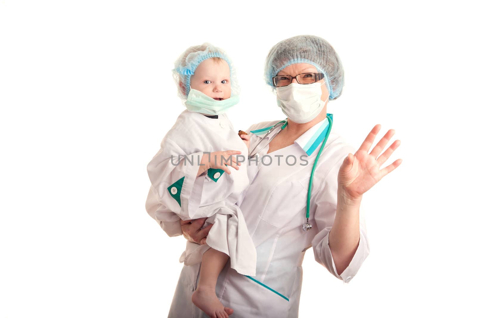 doctor and child dressed as a doctor