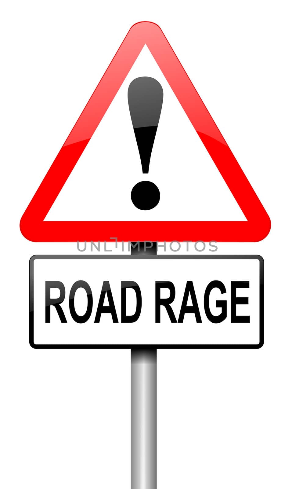 Illustration depicting a road traffic sign with a road rage concept. White background.