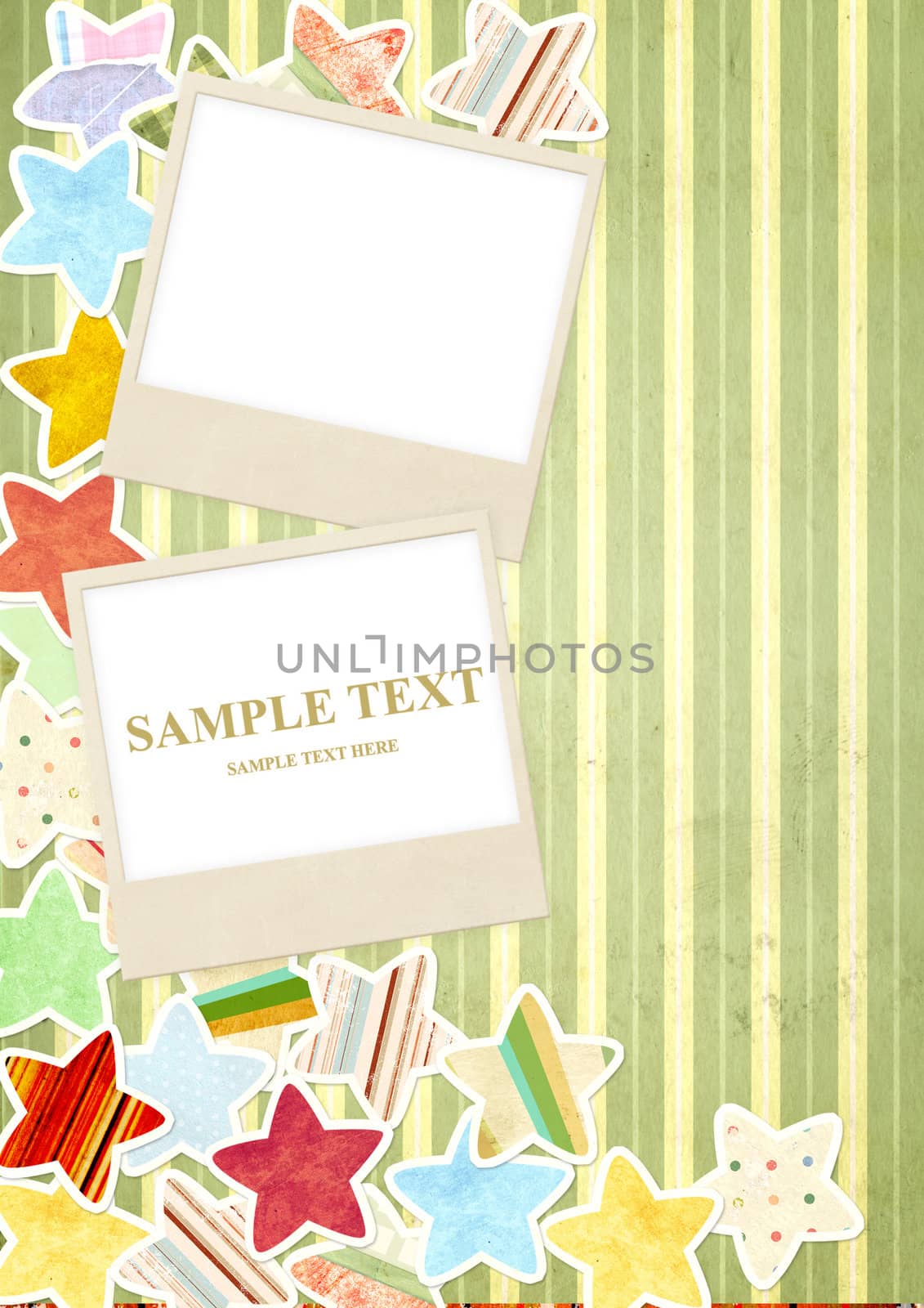 Background with photo and paper stars by frenta