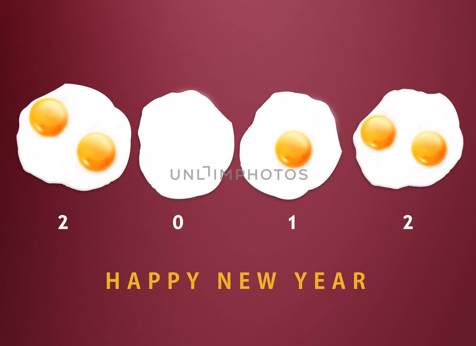 Happy new year 2012, conceptual images Fried eggs creating 2012 year number.
