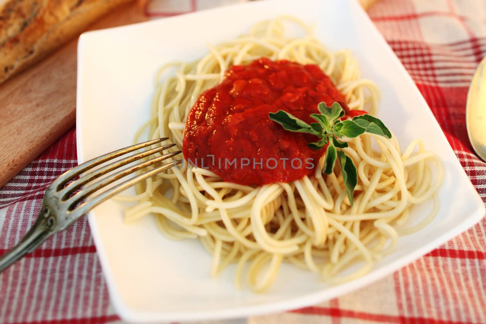 Pasta with tomato sauce and oregano. Picture is taken with the TS lens