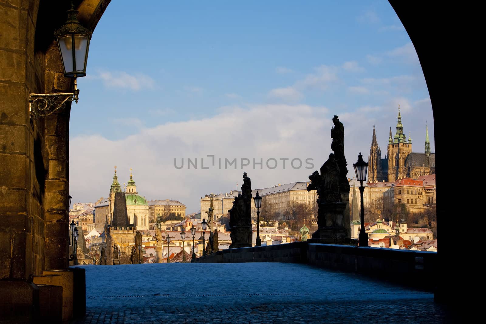 Charles Bridge in winter, Prague, Czech Republic