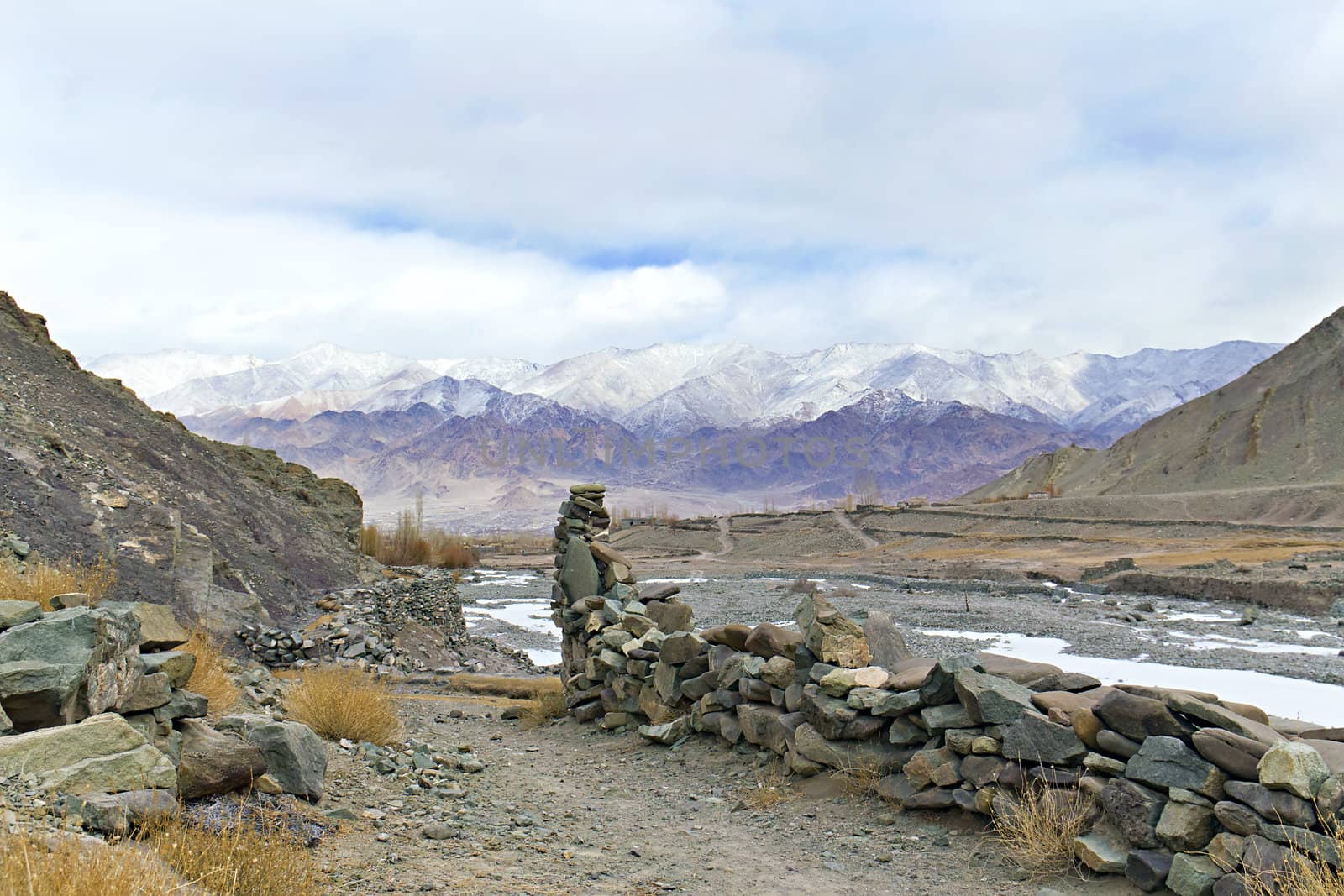 view of the valley in the Himalayas