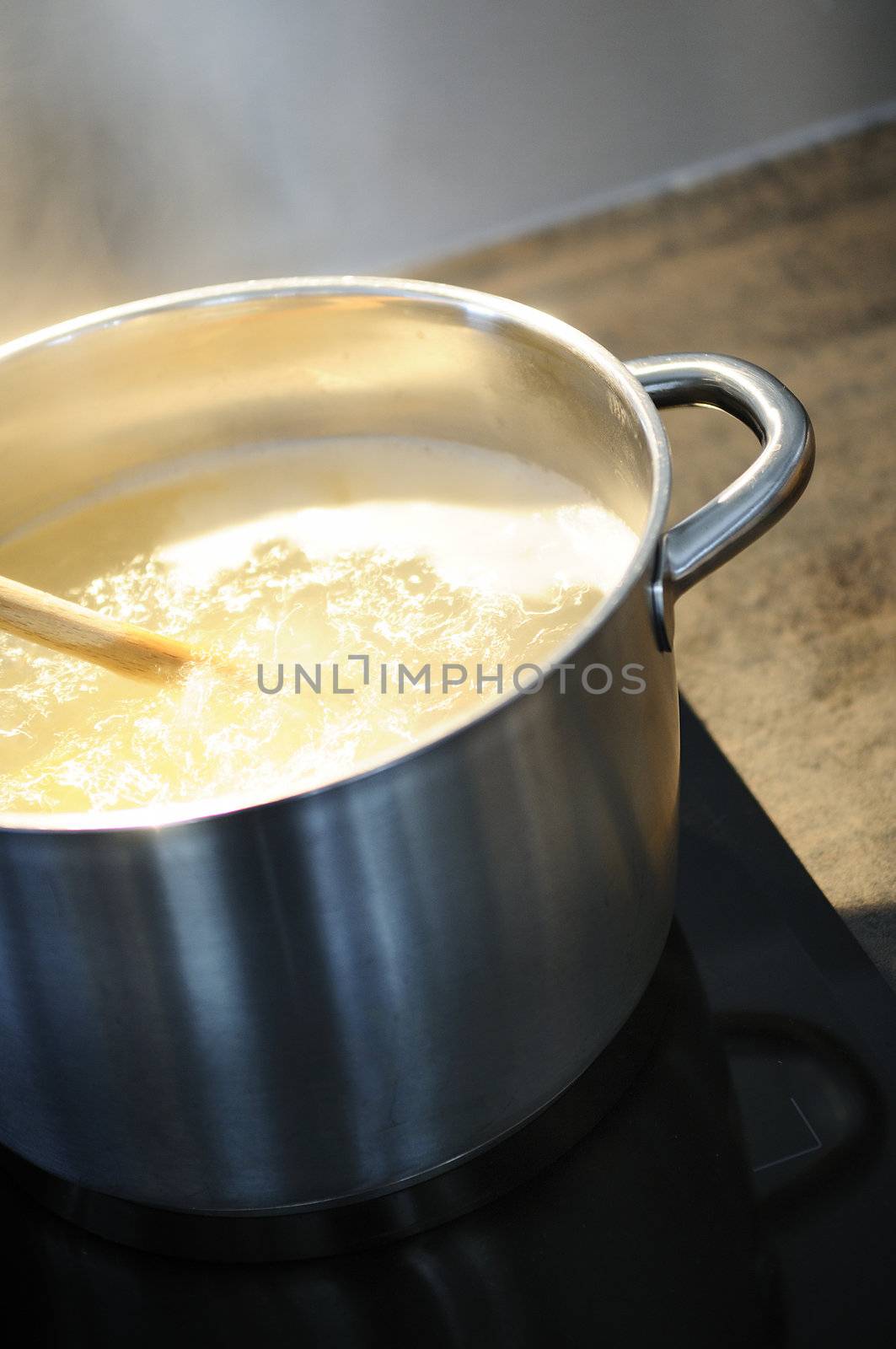 development of a recipe in a saucepan on the fire