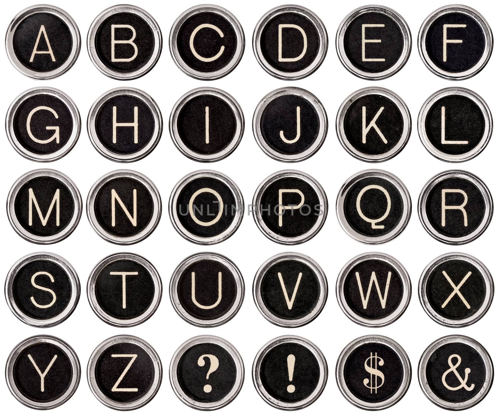 Vintage Typewriter Key Alphabet by Em3