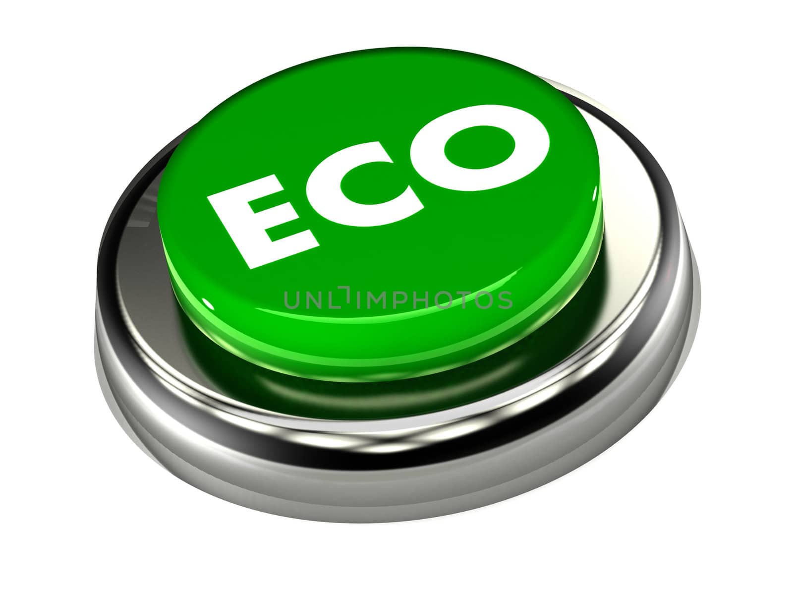 A Colourful 3d Rendered Eco Button Concept Illustration