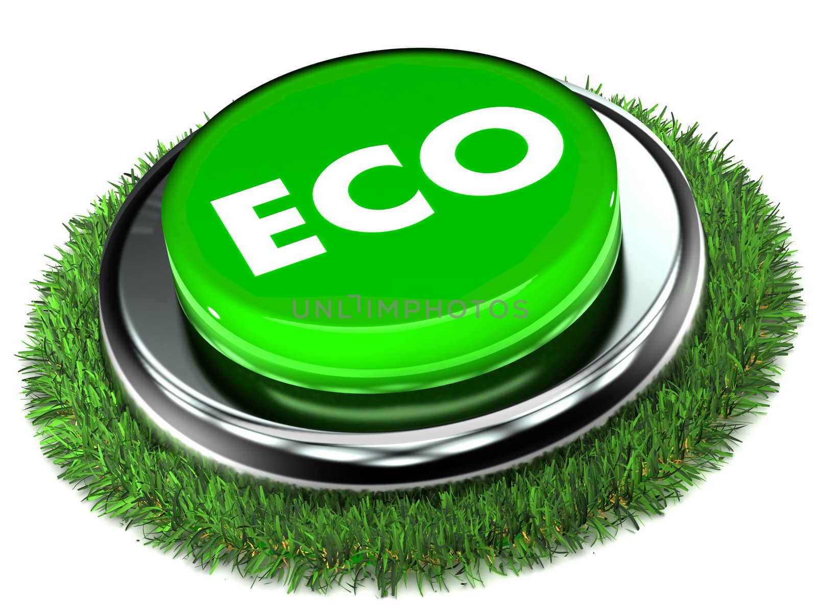A Colourful 3d Rendered Eco Button Illustration