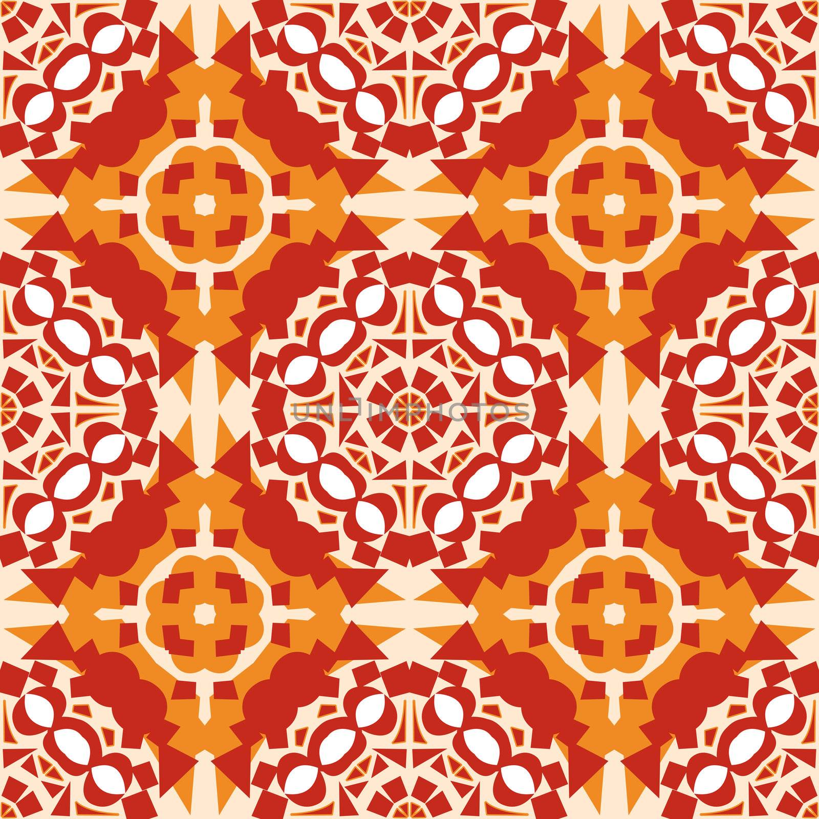 Seamless background pattern of orange and red mosaic tiles