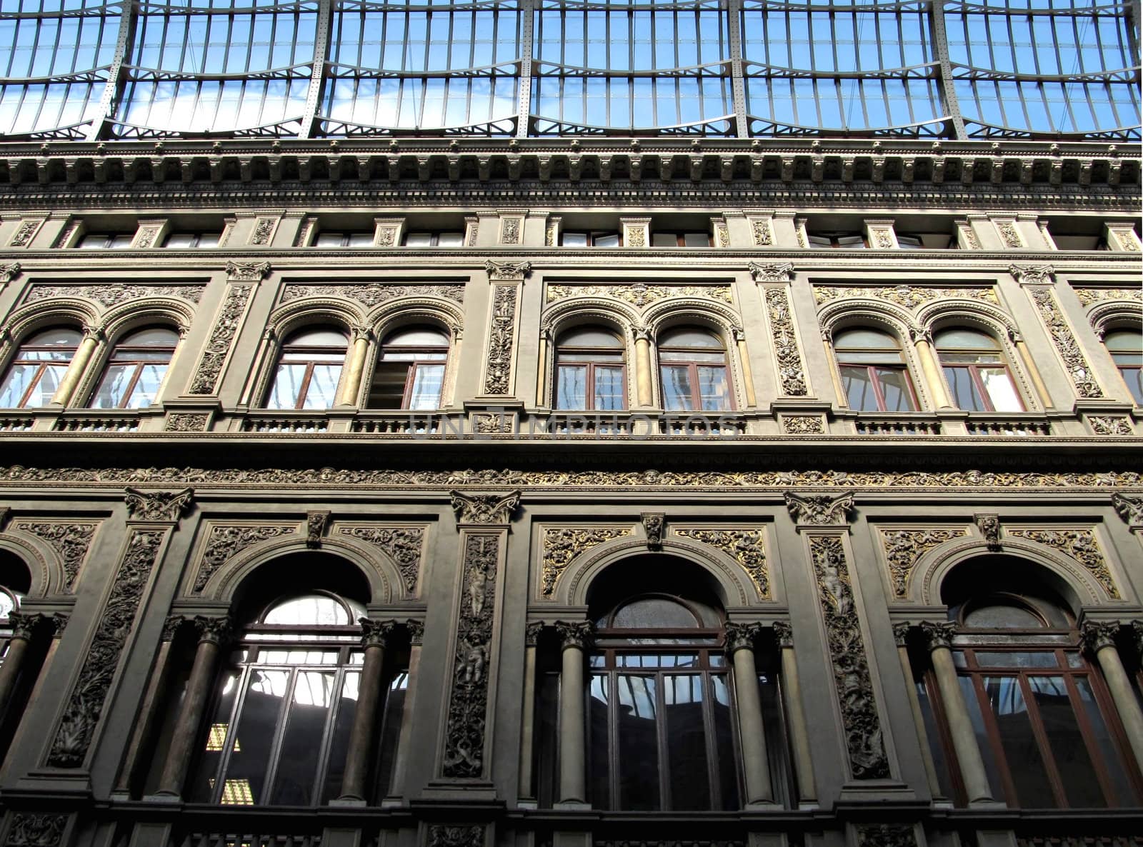 A view of the famous shopping gallery Umberto I in Naples, southern Italy. Detail view