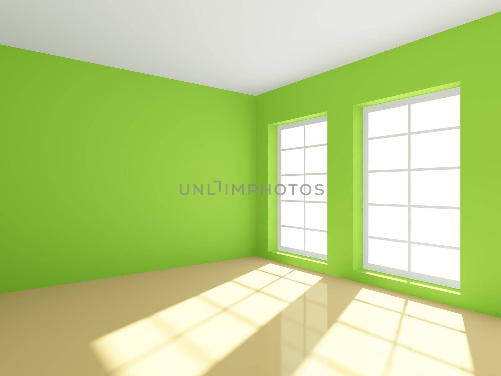 3d rendering of green empty room