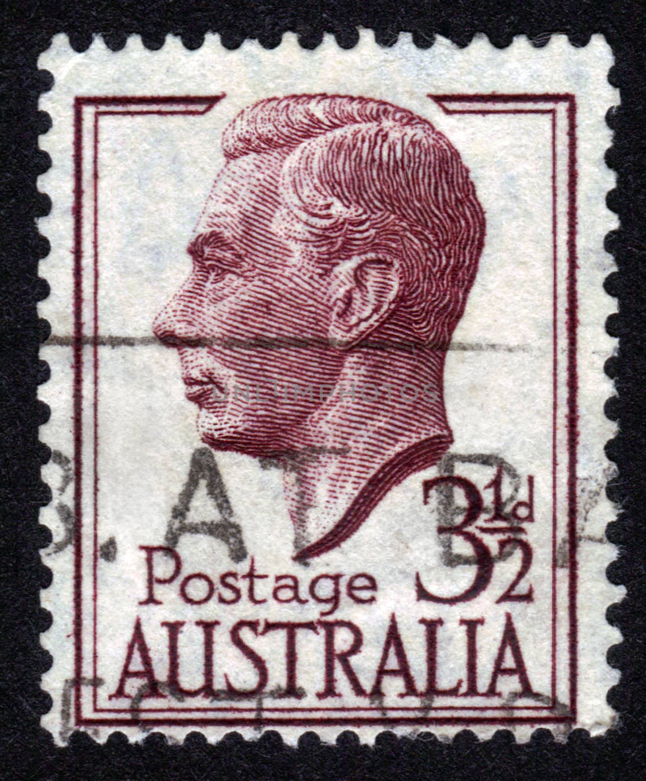 AUSTRALIA - CIRCA 1951: A stamp printed in AUSTRALIA showing a portrait of King George VI, circa 1951