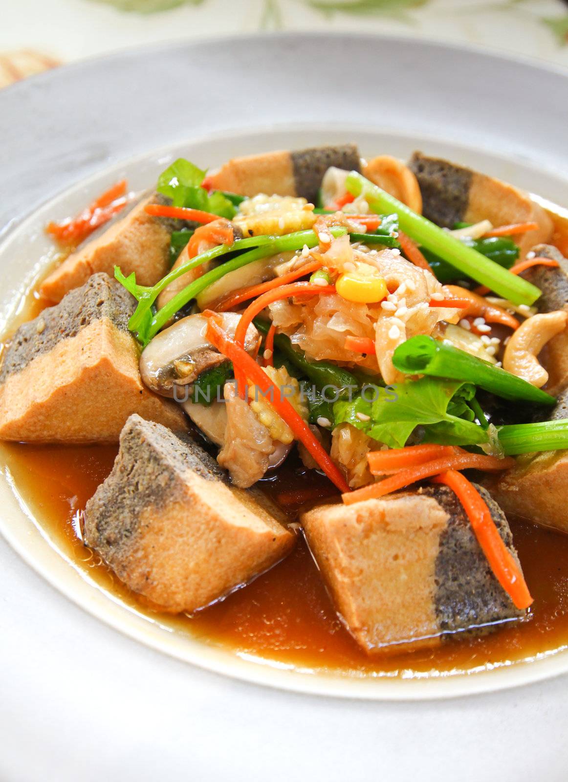 healthy food with tofu and vegetable by nuchylee