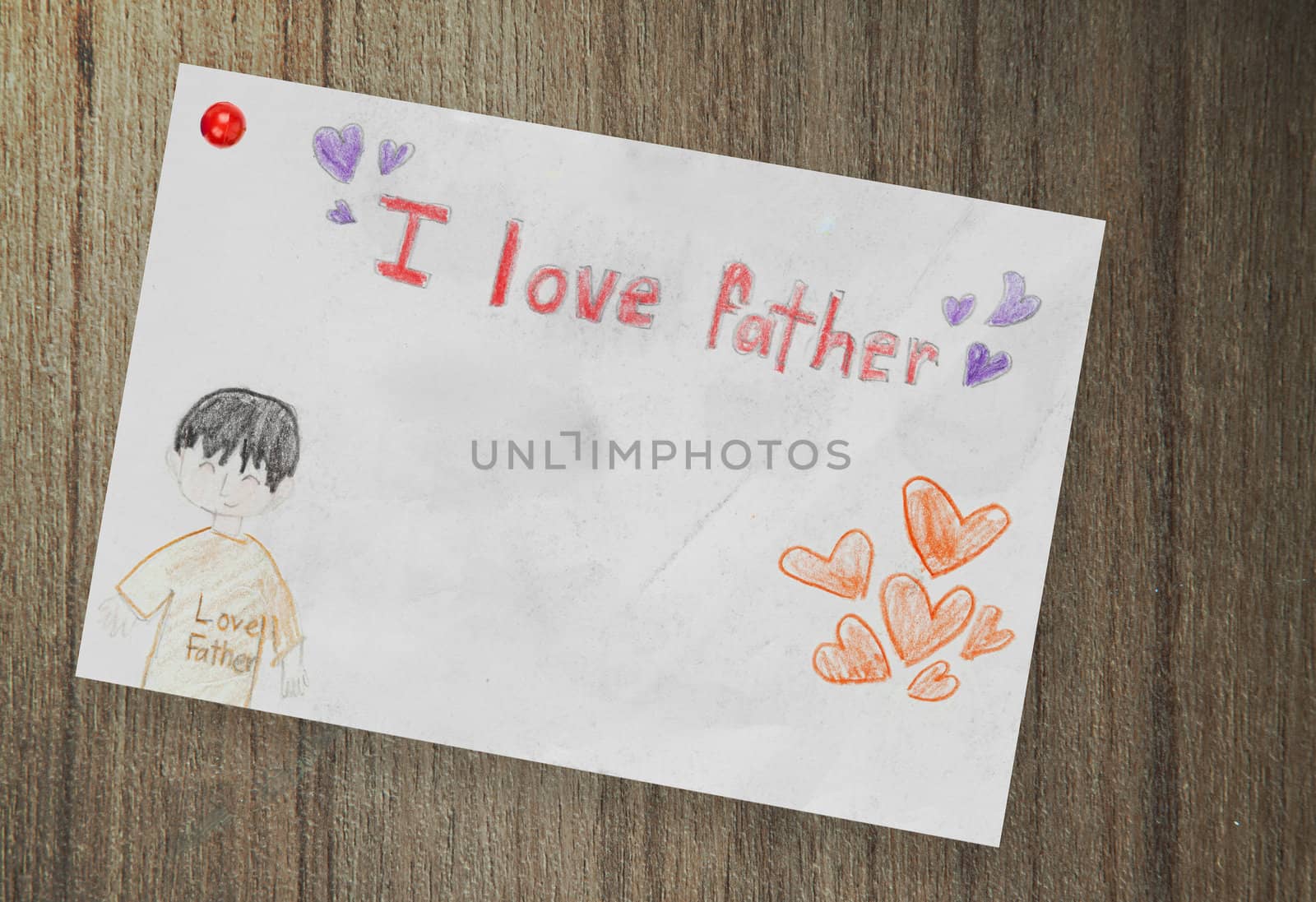 Happy Father's Day, paper on wood background by FrameAngel