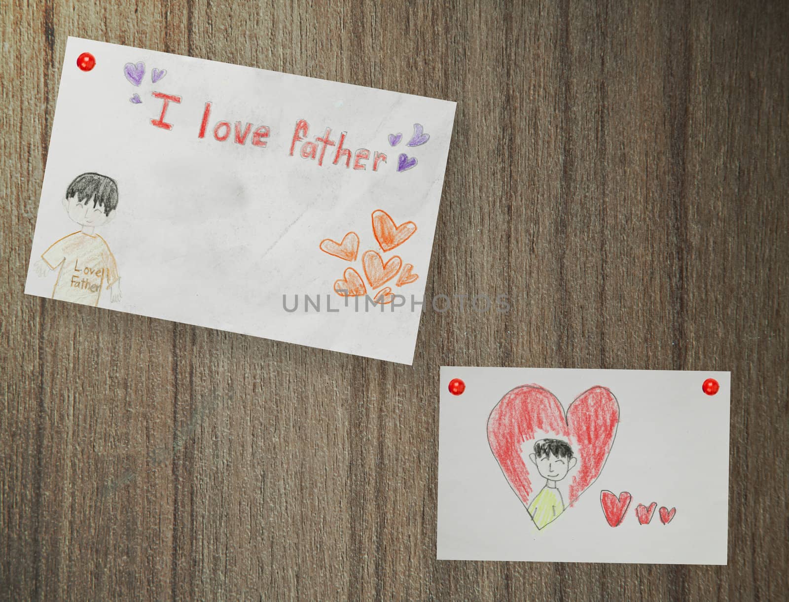 Happy Father's Day, paper on wood background