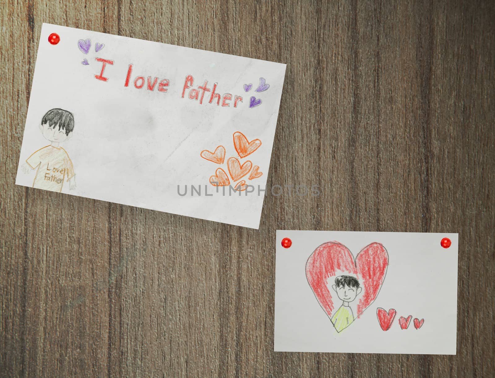 Happy Father's Day, paper on wood background by FrameAngel