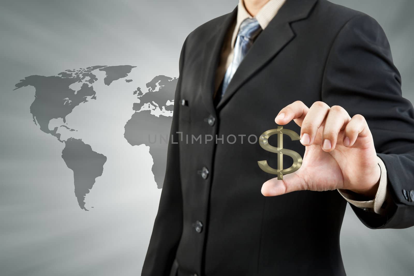 dollar symbol in businessman hand
