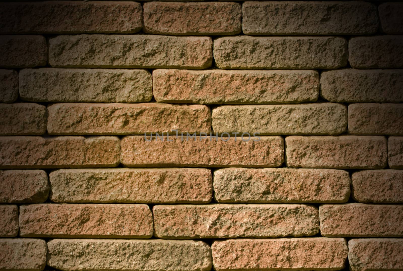 Rough red brick background lit from above by Balefire9
