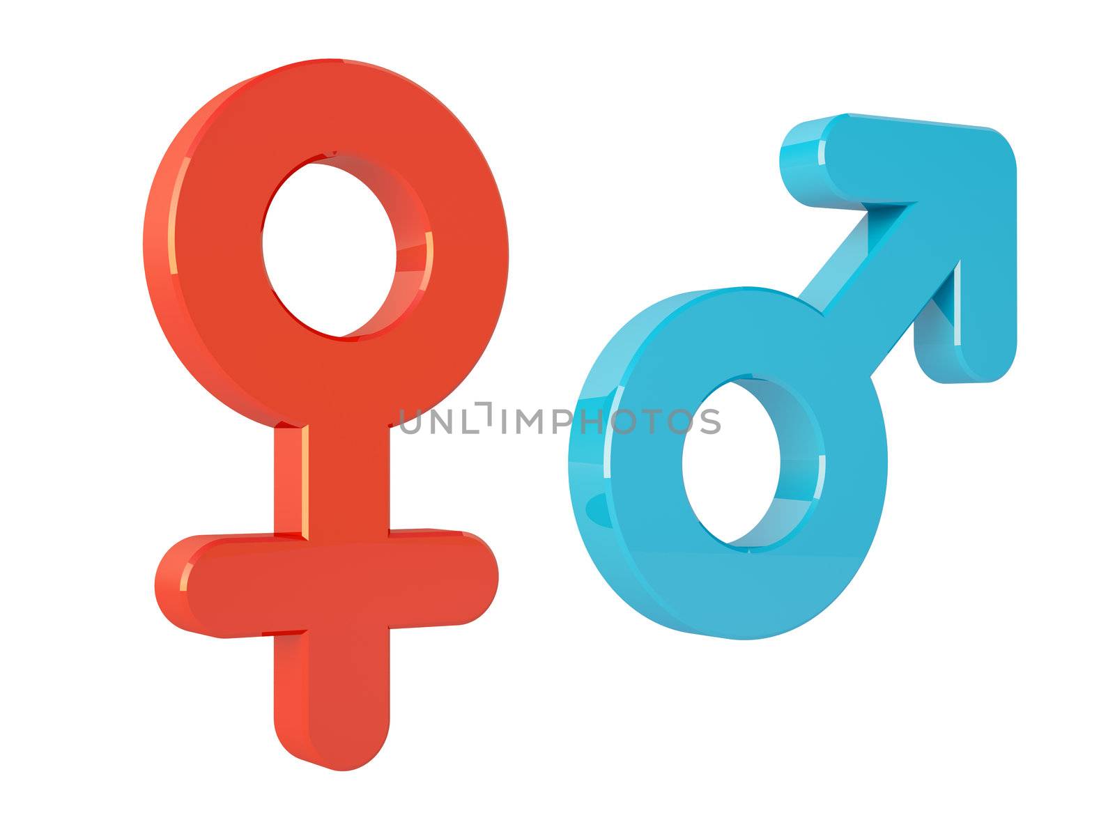 Female and Male Symbols isolated on White Background