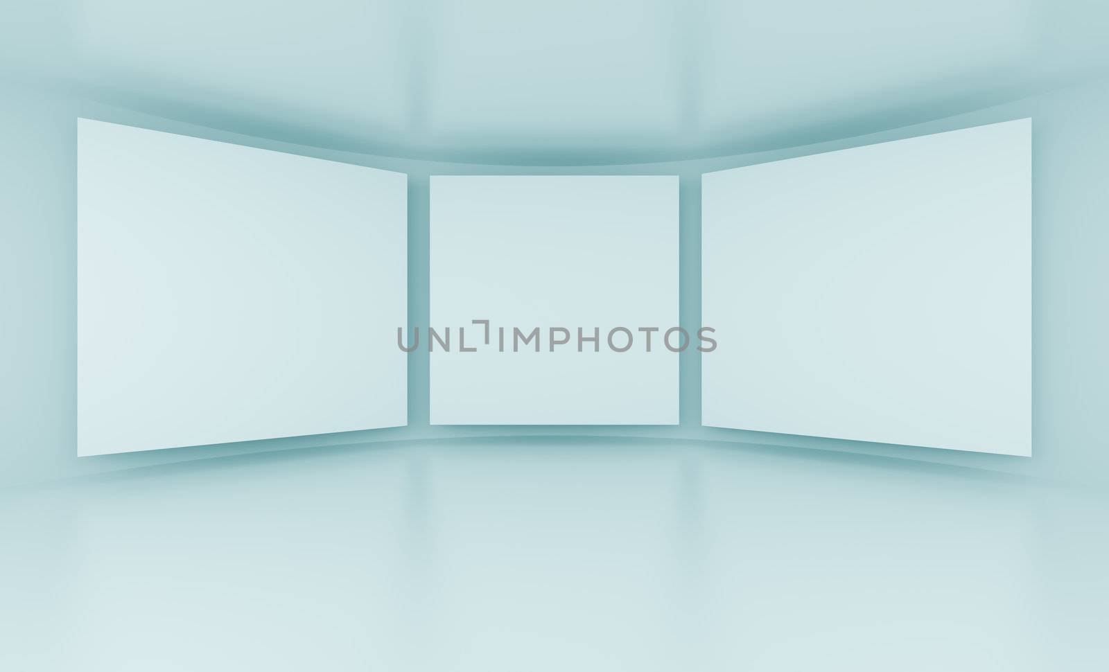 3d Illustration of Gallery Interior or White Screens