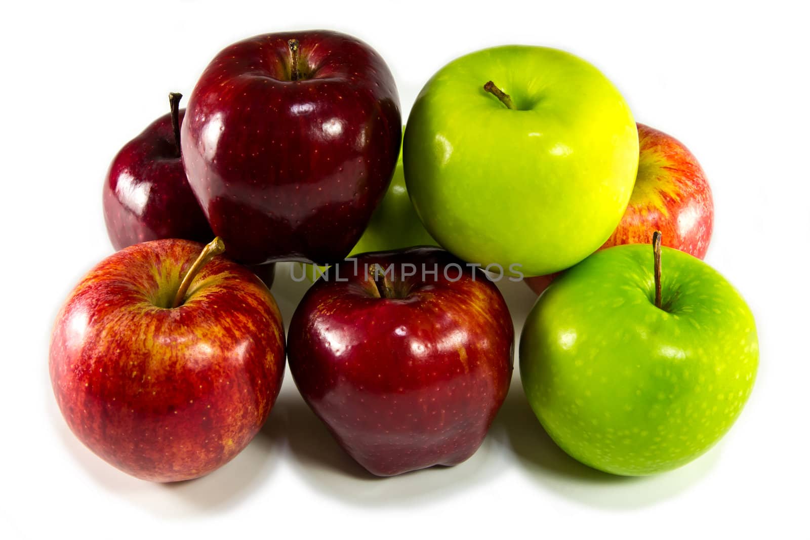difference kind apple isolated on white background