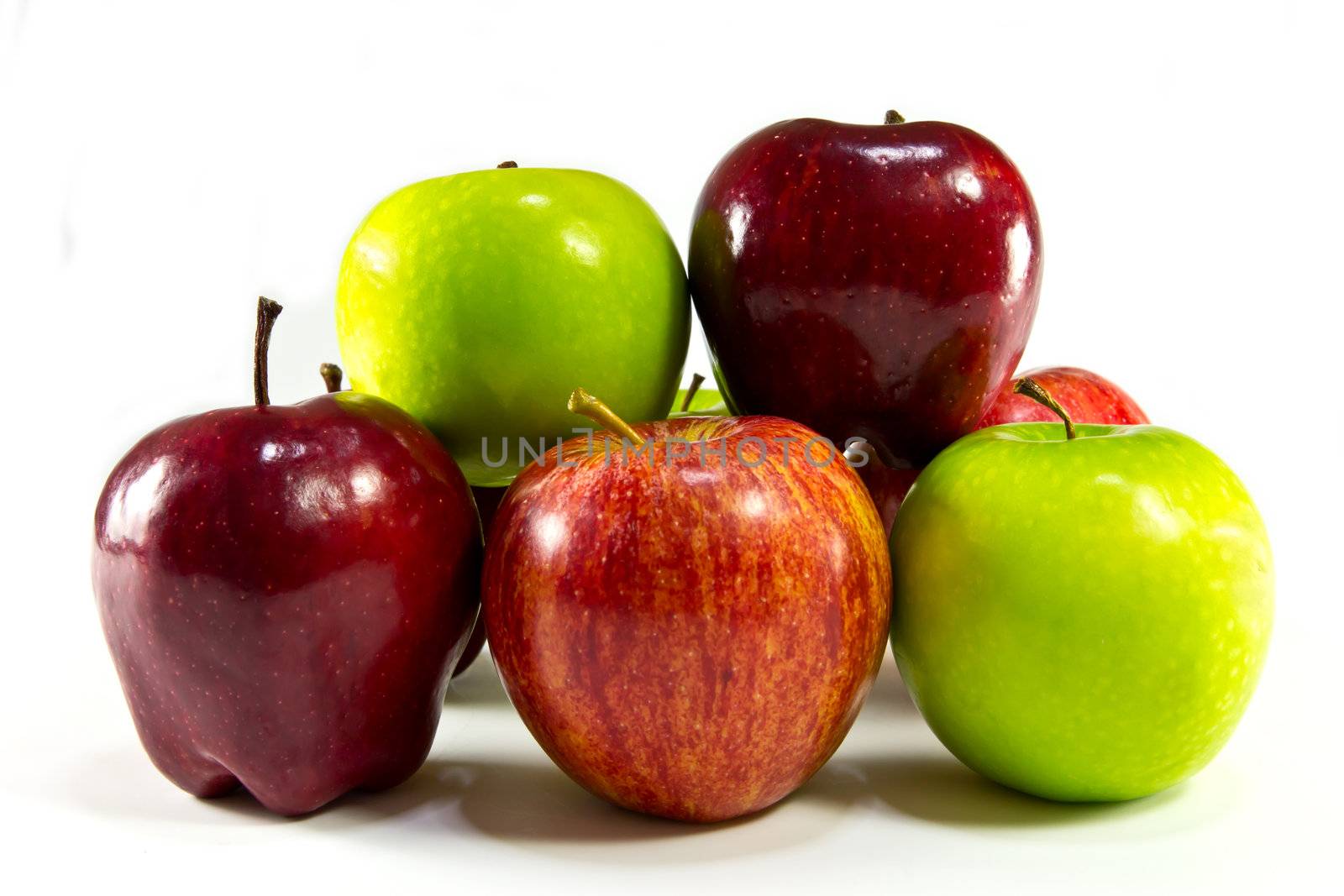 difference kind apple isolated on white background