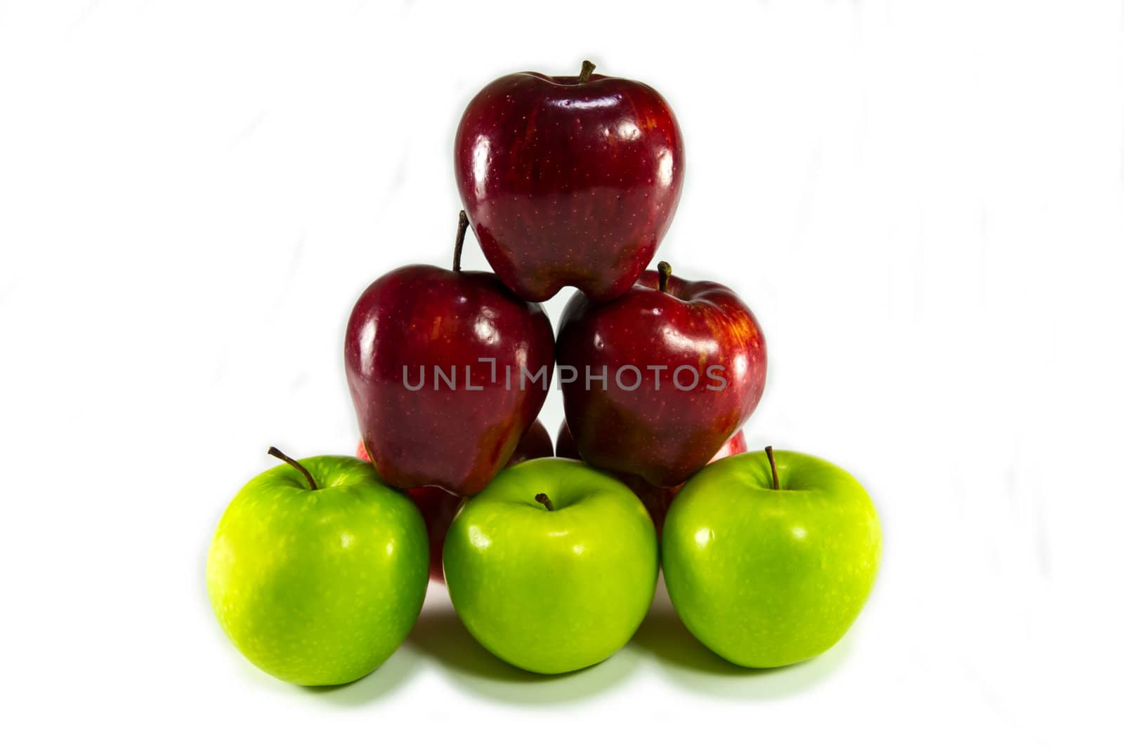 red and green apple isolated on white background