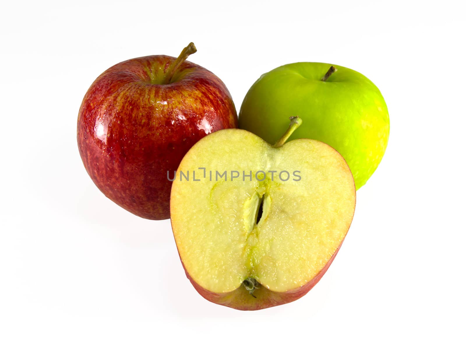 red and green apple isolated on white background