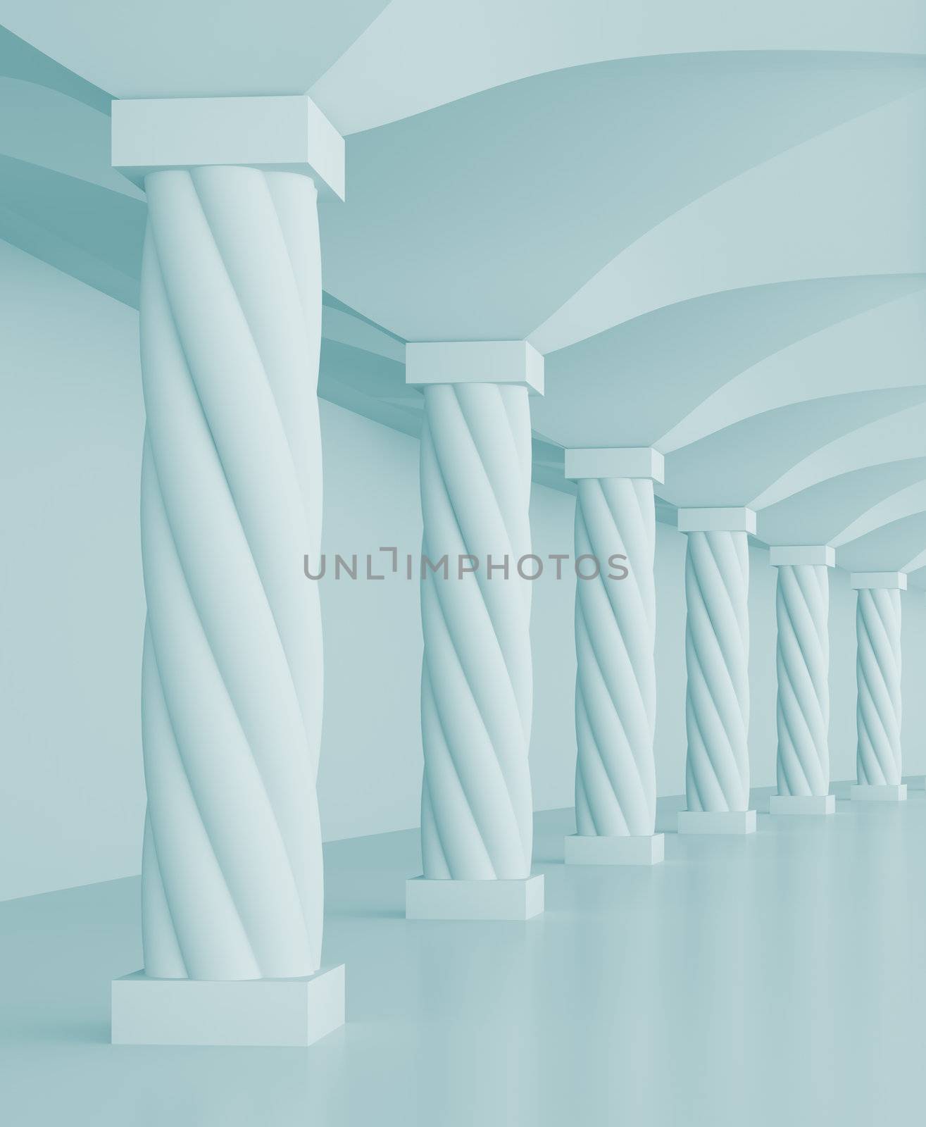 3d Illustration of Columns Hall  or Architecture Background
