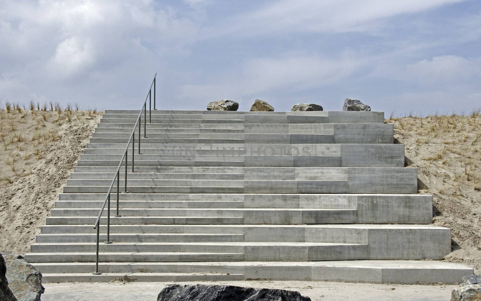 concrete stairs at the beach in Holland