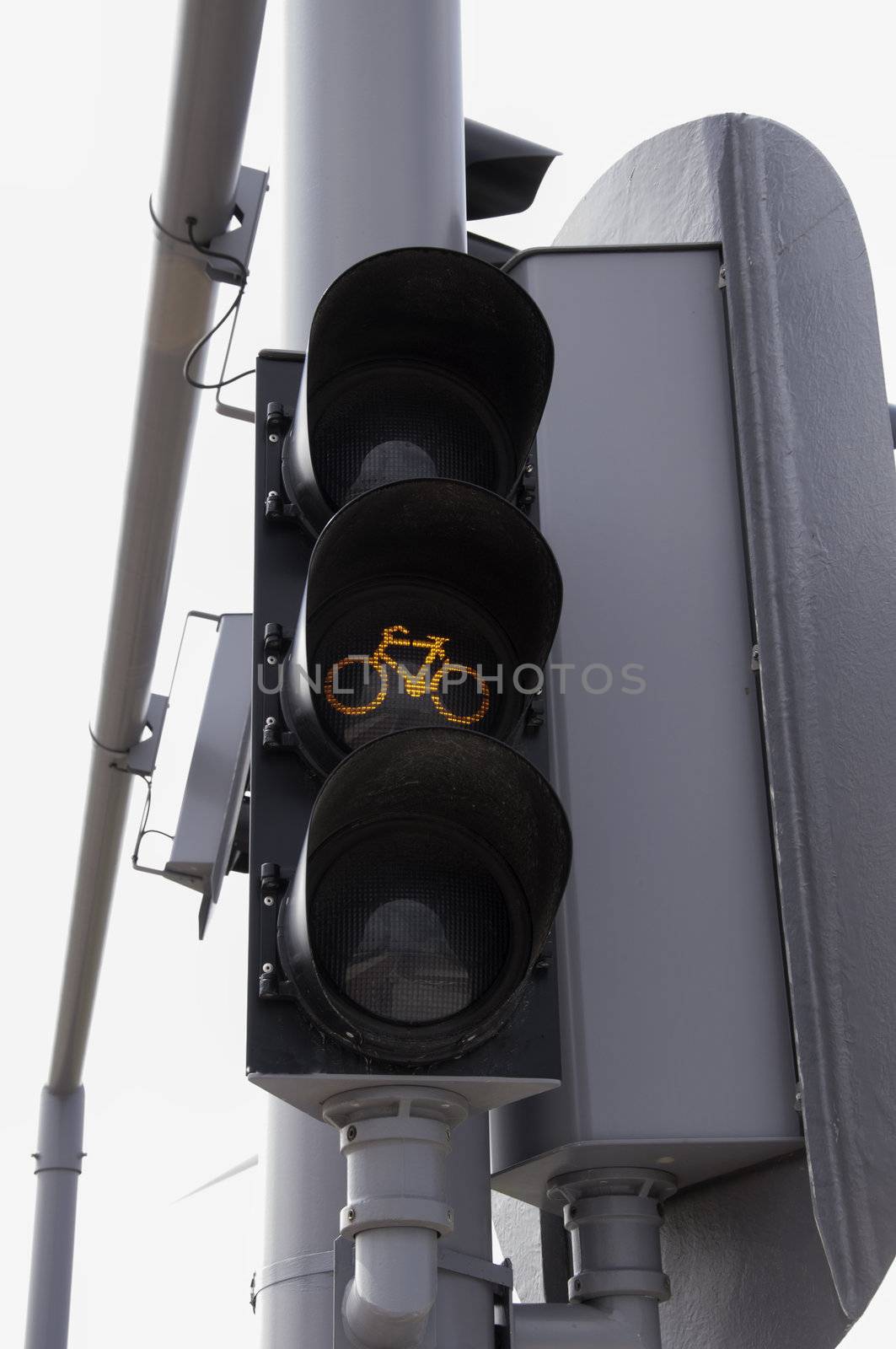 orange traffic light for bikes in Holland