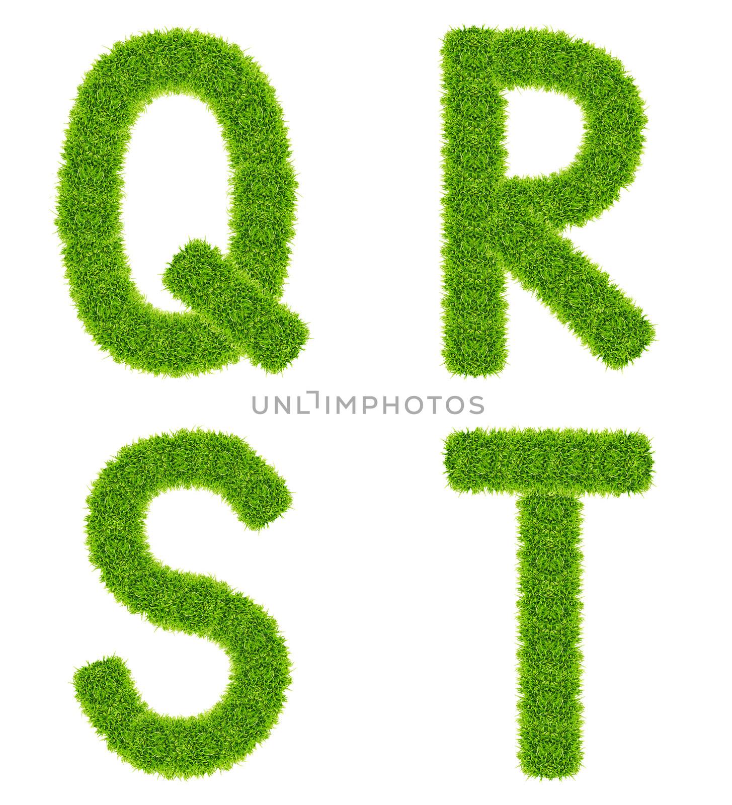 green grass letter qrst isolated