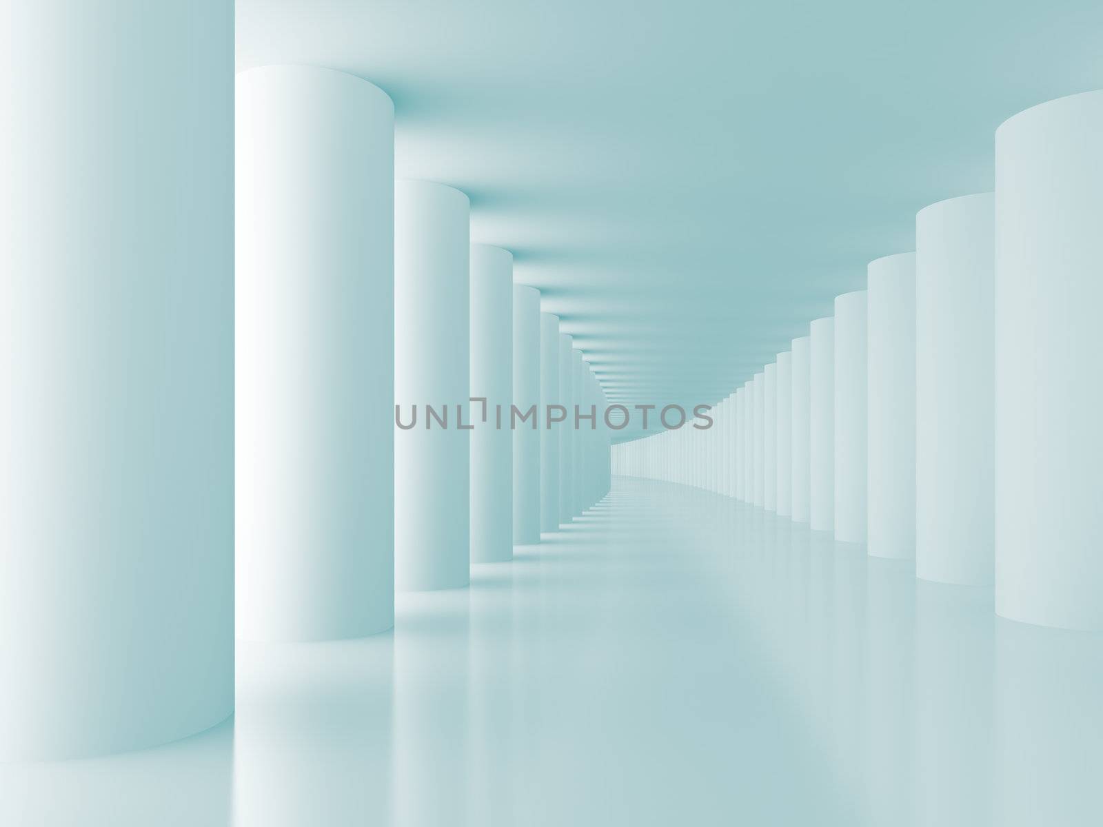 3d Illustration of Blue Columns Hall Background