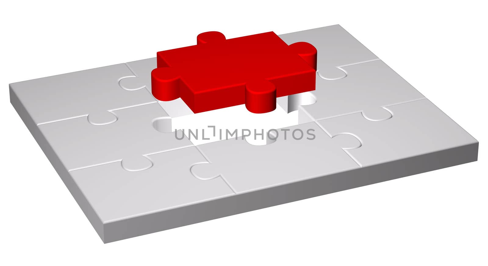 Illustration of color puzzle pieces isolated on white background