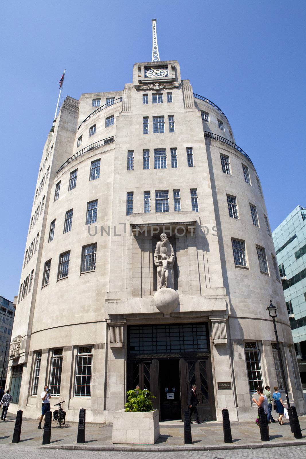 The art deco architecture of BBC Broadcasting House in London.