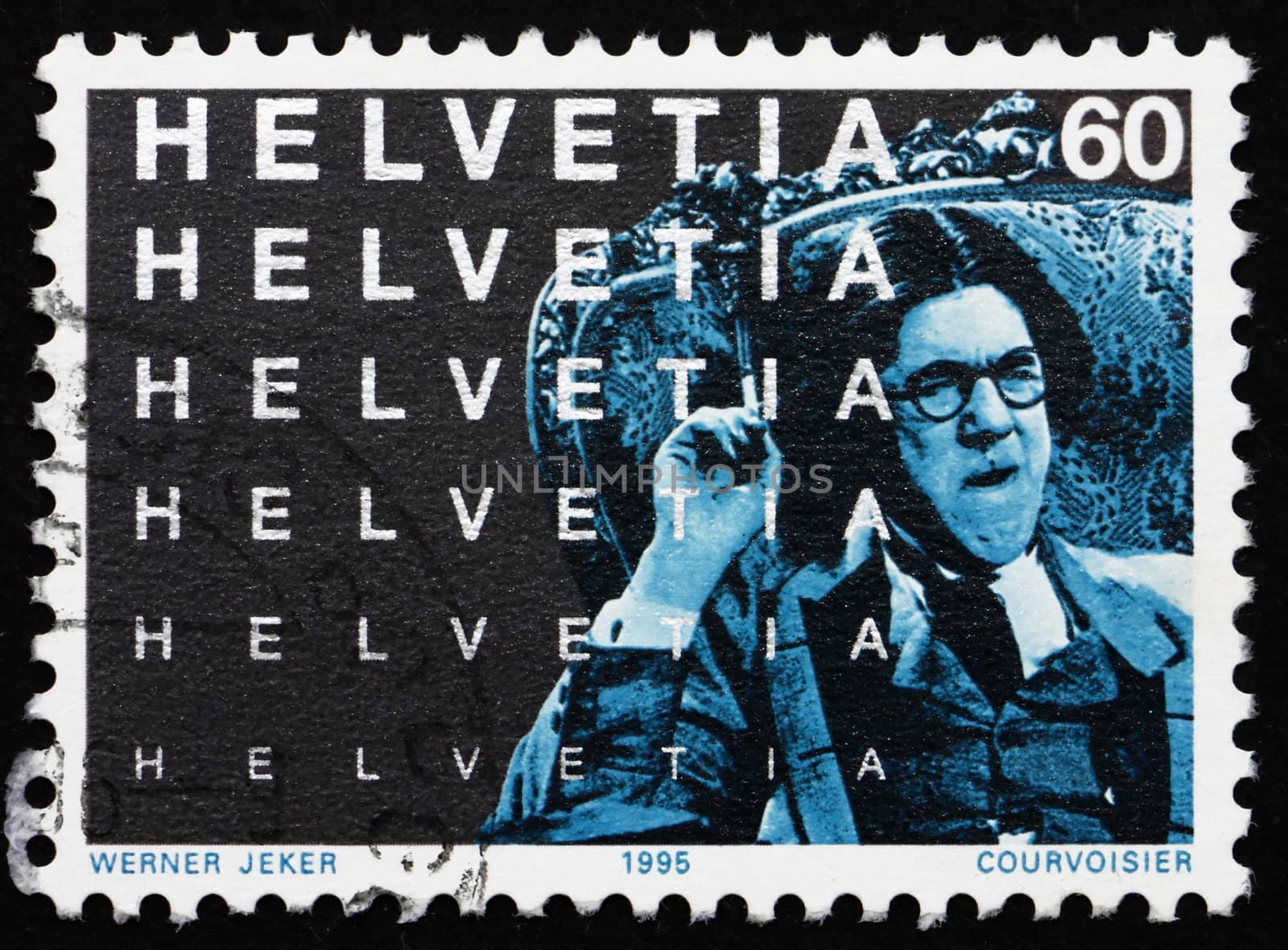 SWITZERLAND - CIRCA 1995: a stamp printed in the Switzerland shows The Vocation of Andre Carrel, Scene from Motion Pictures, Centenary of Motion Pictures, circa 1995
