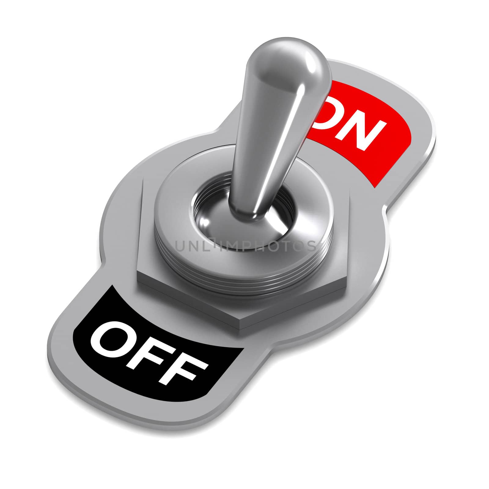 A 3d Rendered Switch Illustration in a 'On' Position
