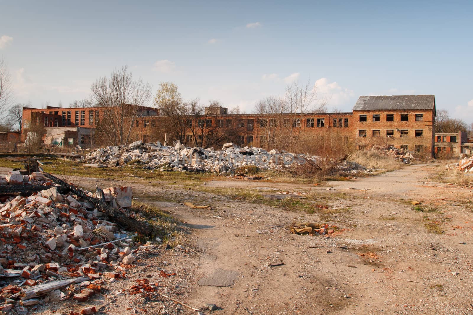 old abandoned red brick factory