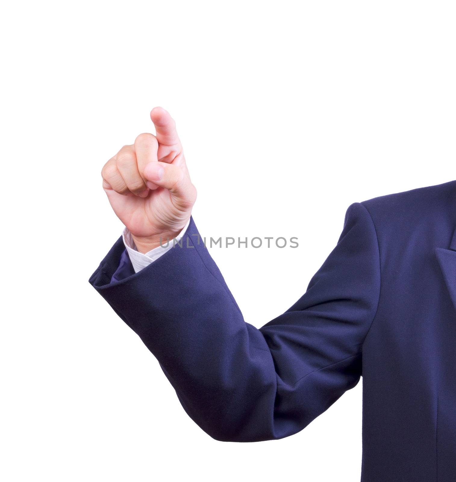 business man hand pointing finger isolated