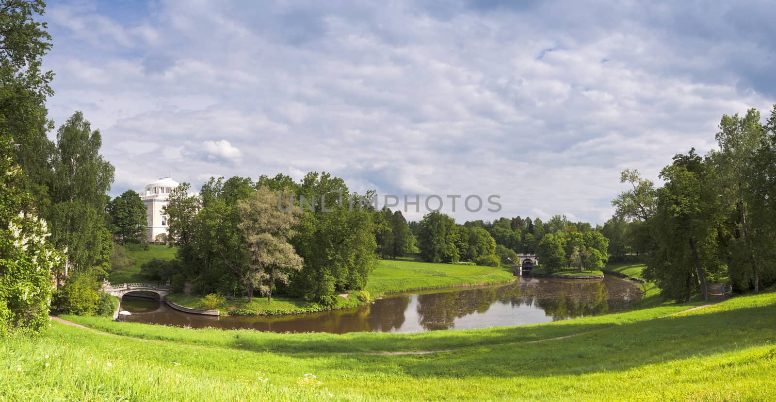 Classical building next to the river in summer day