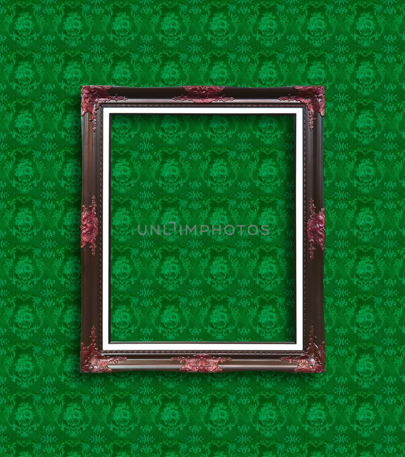 frame on green wallpaper