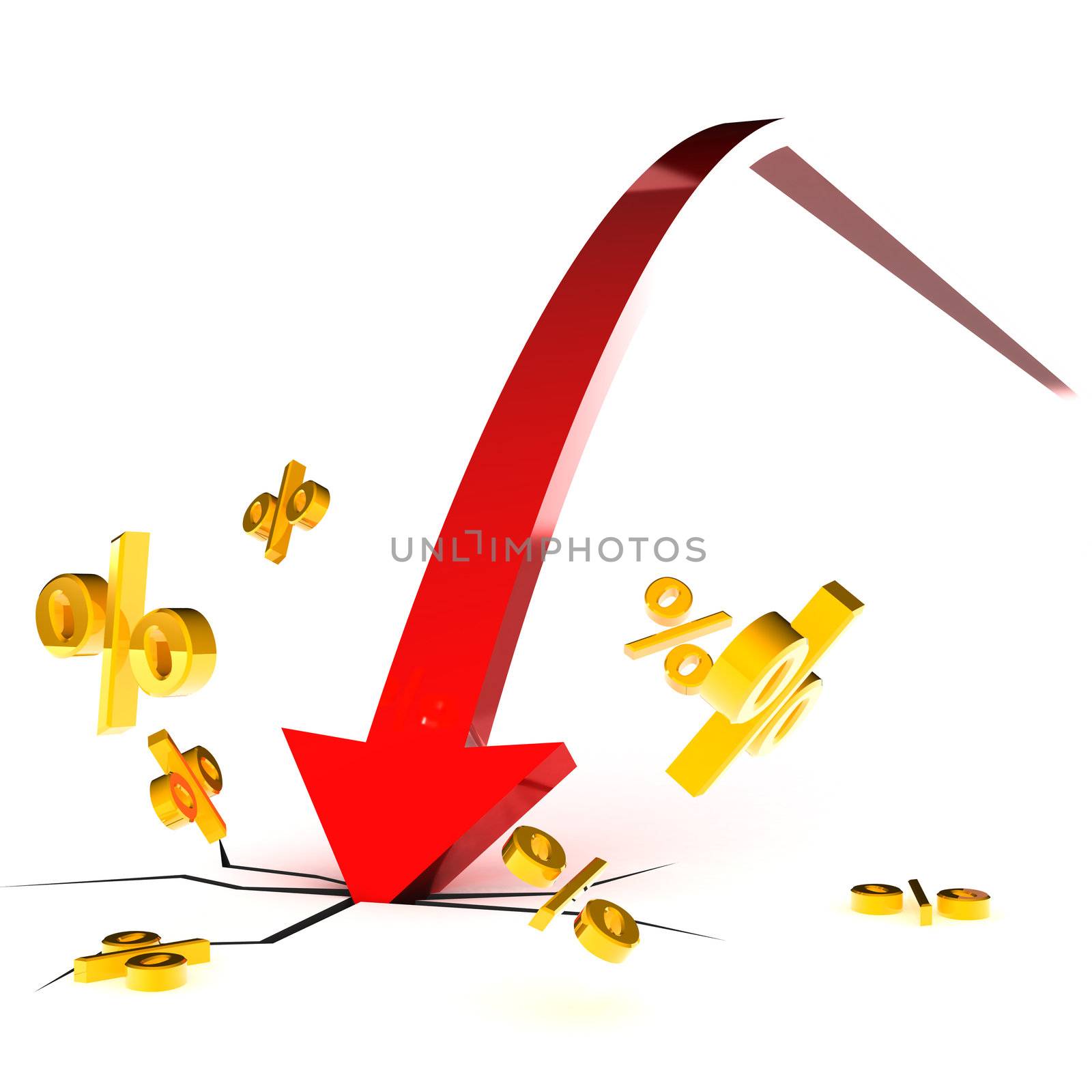 A Colourful 3d Rendered Interest Rate Crash Illustration