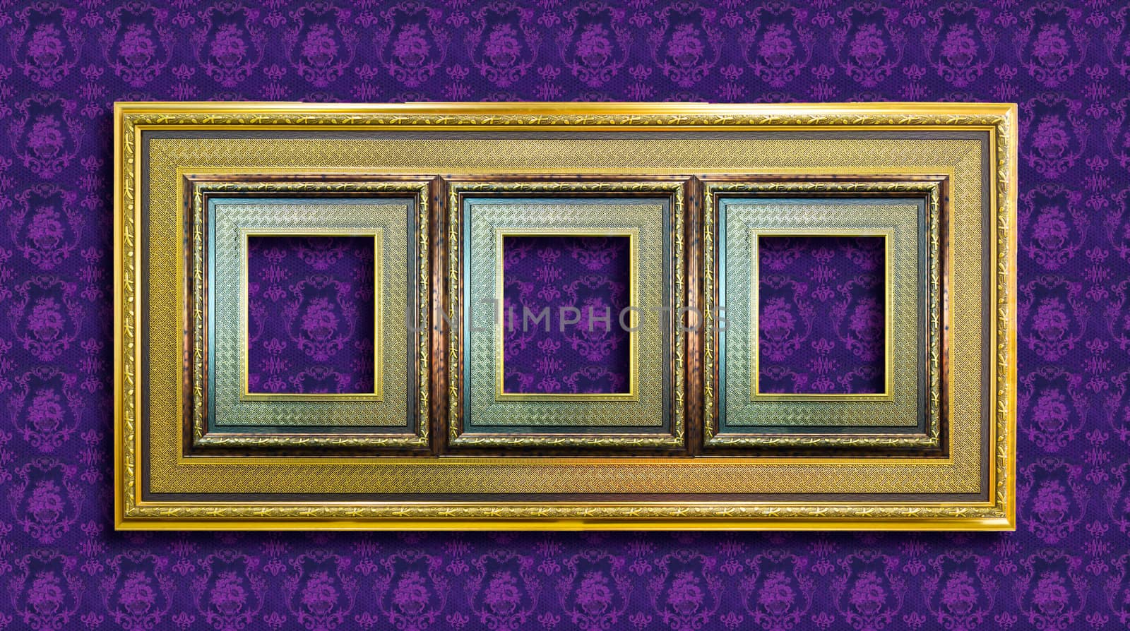 frame on purple wall paper by tungphoto