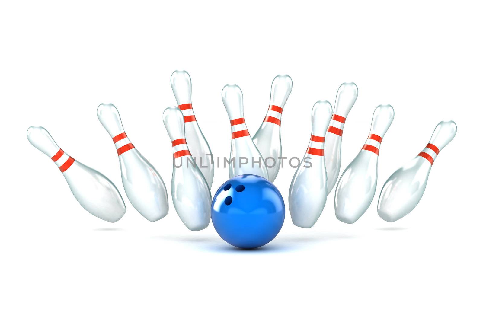 A Colourful 3d Rendered Ten Pin Bowling Illustration