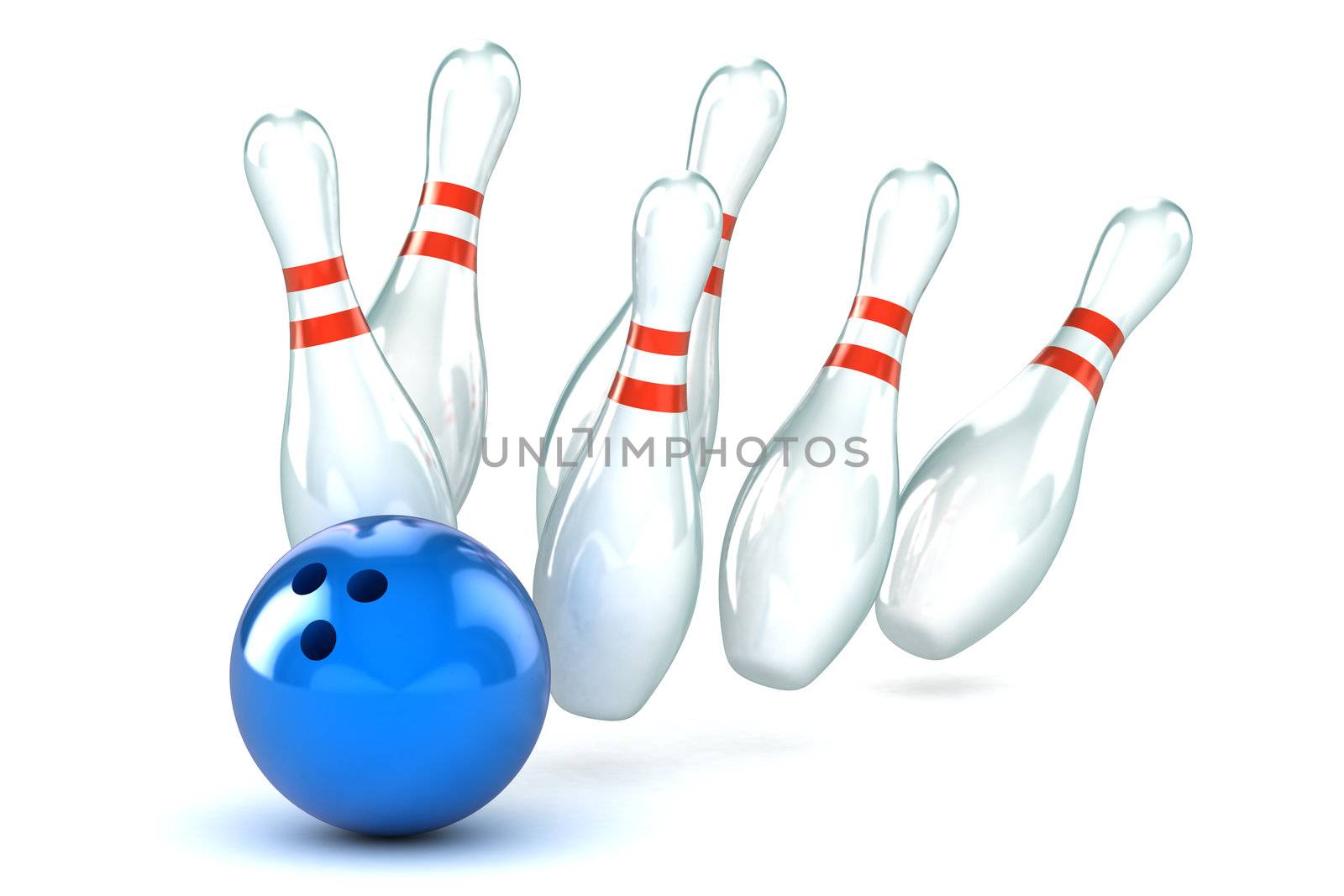 A Colourful 3d Rendered Ten Pin Bowling Illustration