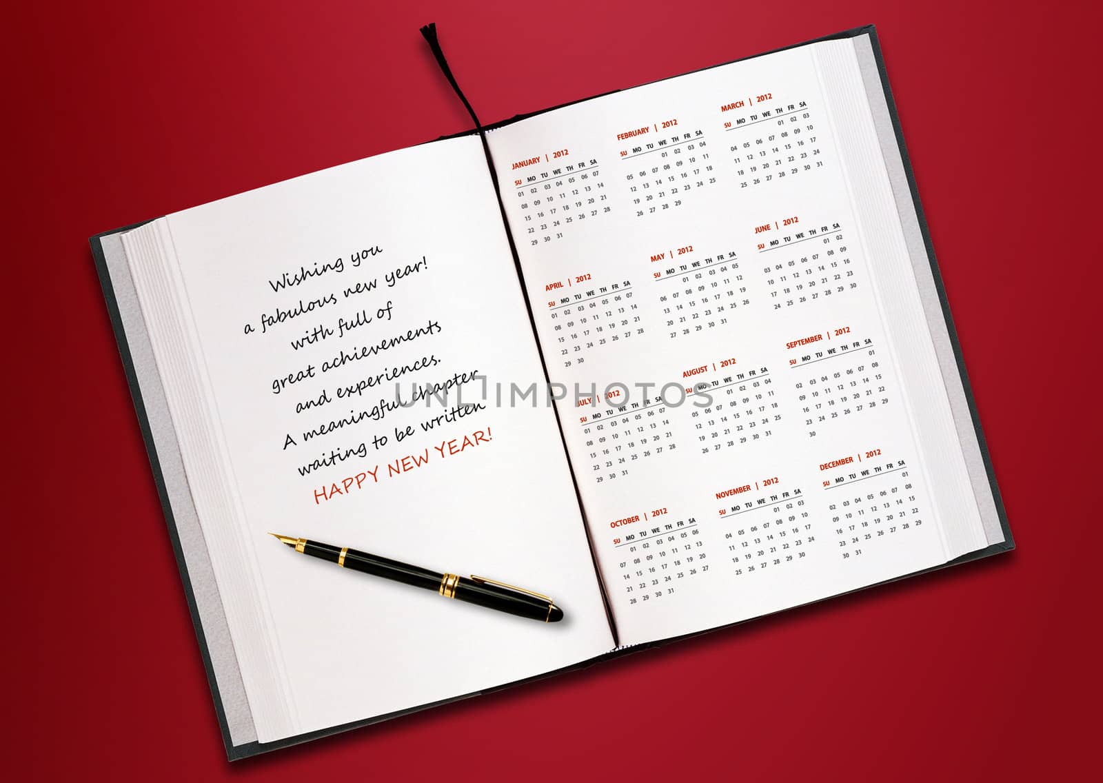 New year 2012 Calendar with conceptual image of new year greeting.