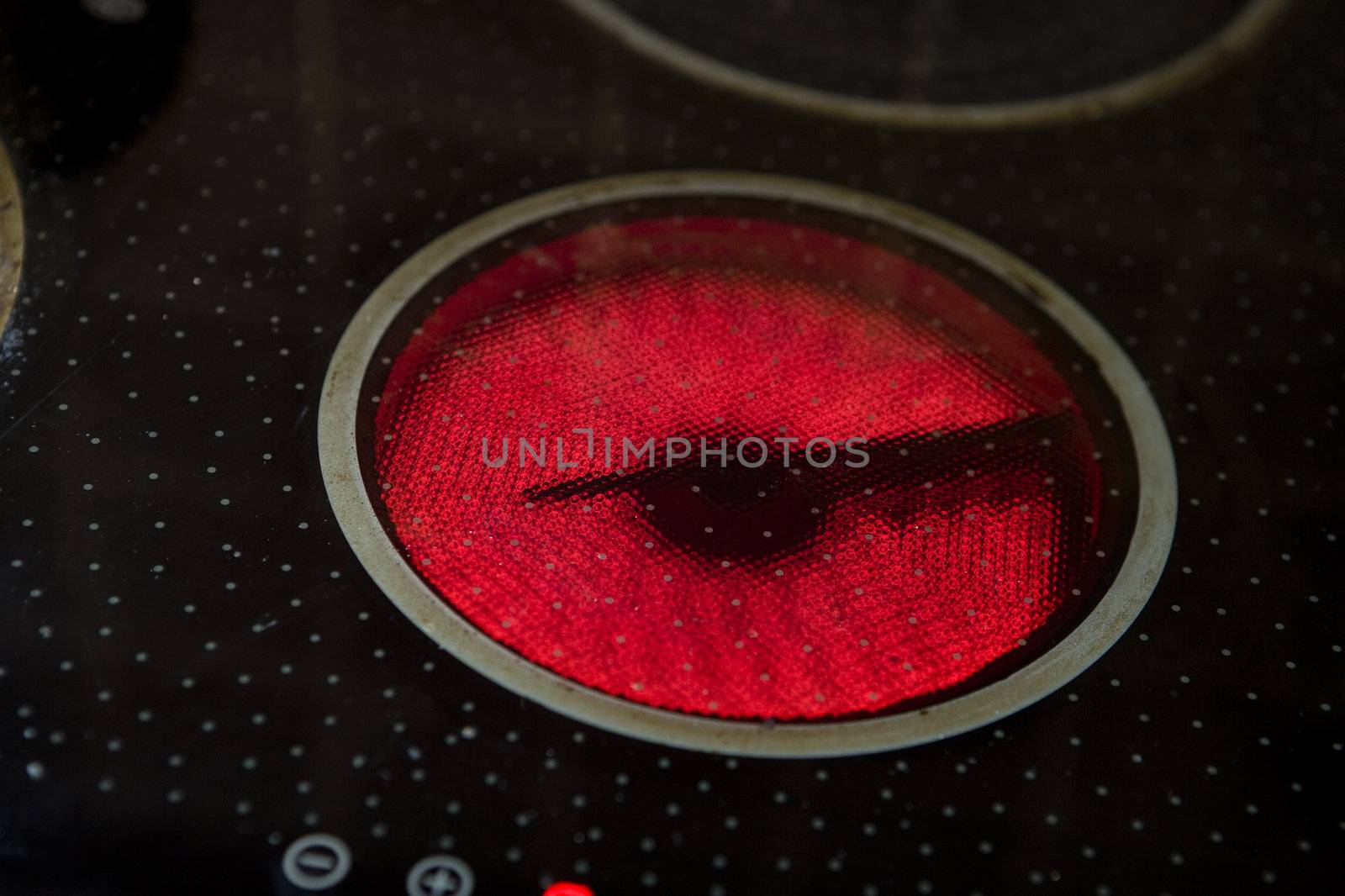 Hot Red Stove Plate with selective focus