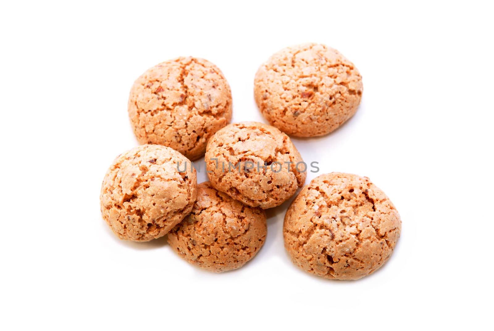 few sweet round cookies on white background