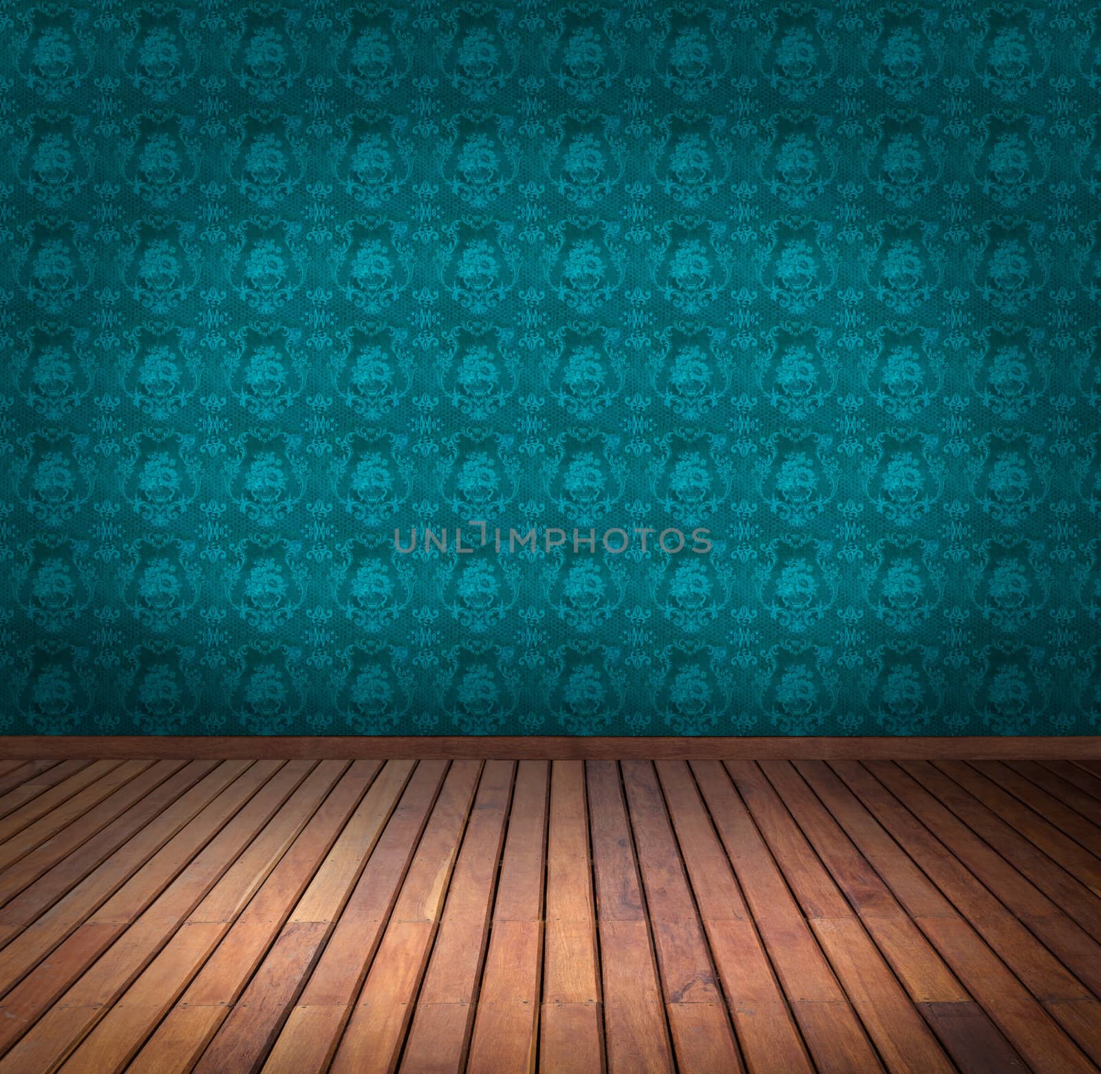 blue wallpaper room by tungphoto