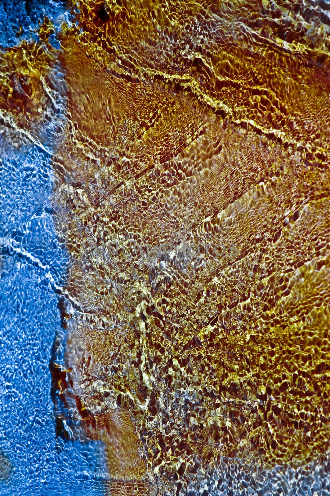 Close up of colored thermal stream in Yellowstone USA